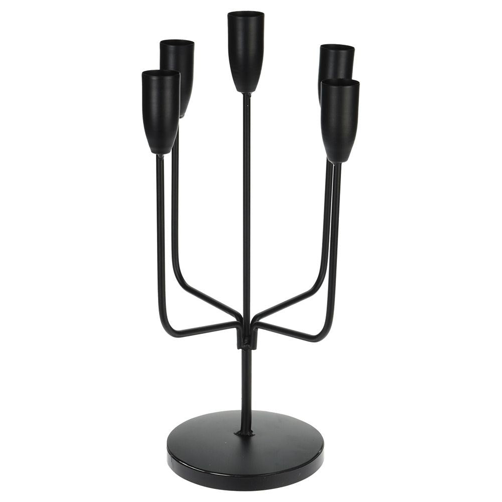 Black matt candle holder for 5 long candles - unique design