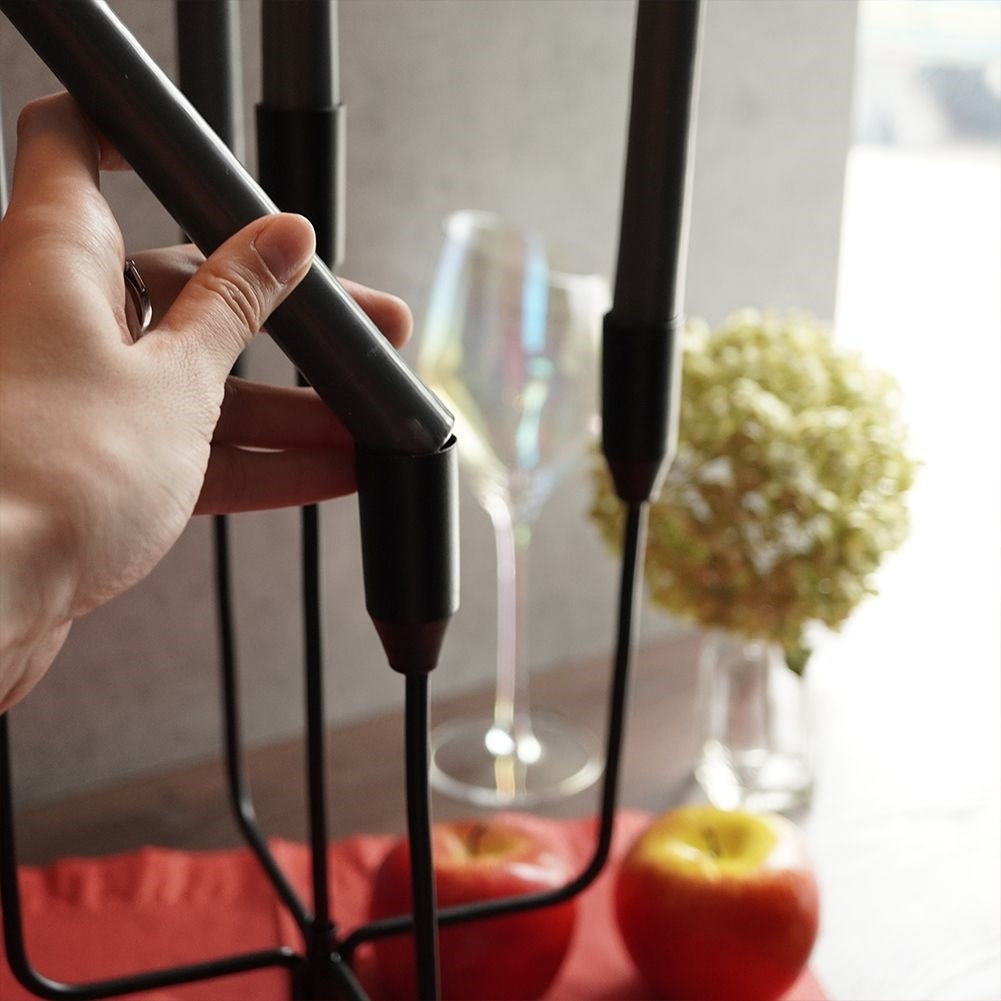 Black matt candle holder for 5 long candles - unique design