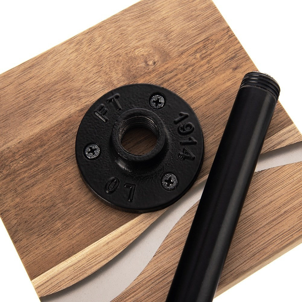 Black metal & acacia wood kitchen paper towel rack