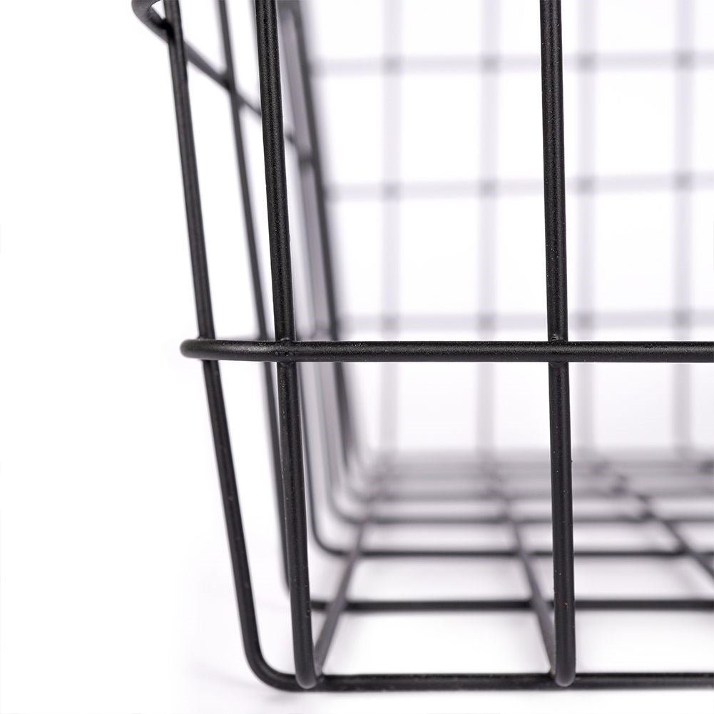 Black metal basket LOFT style with handle for fruit/vegetables