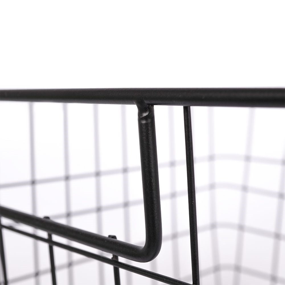 Black metal basket LOFT style with handle for fruit/vegetables