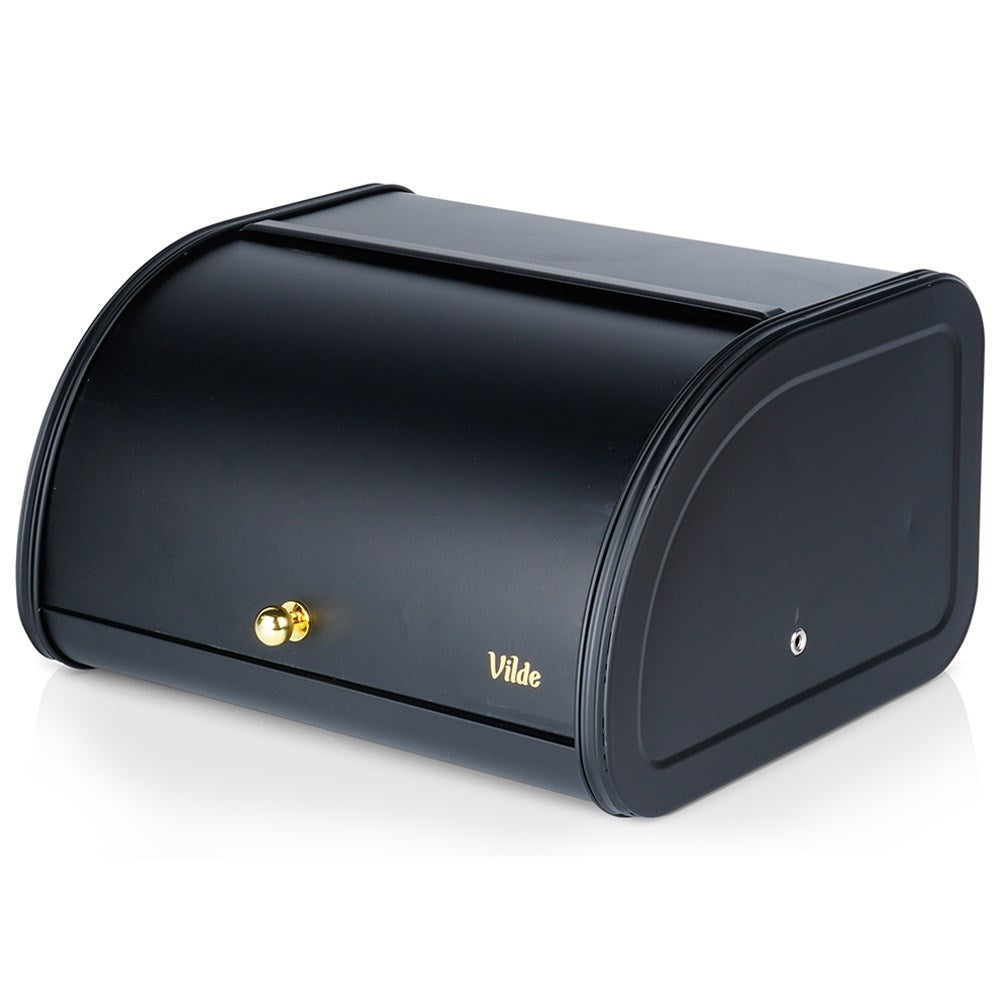 Black metal bread bin 30x26.5x17 cm