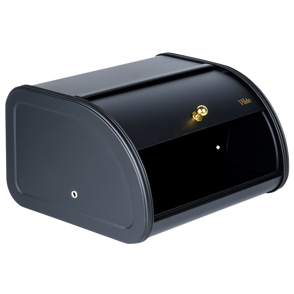 Black metal bread bin 30x26.5x17 cm