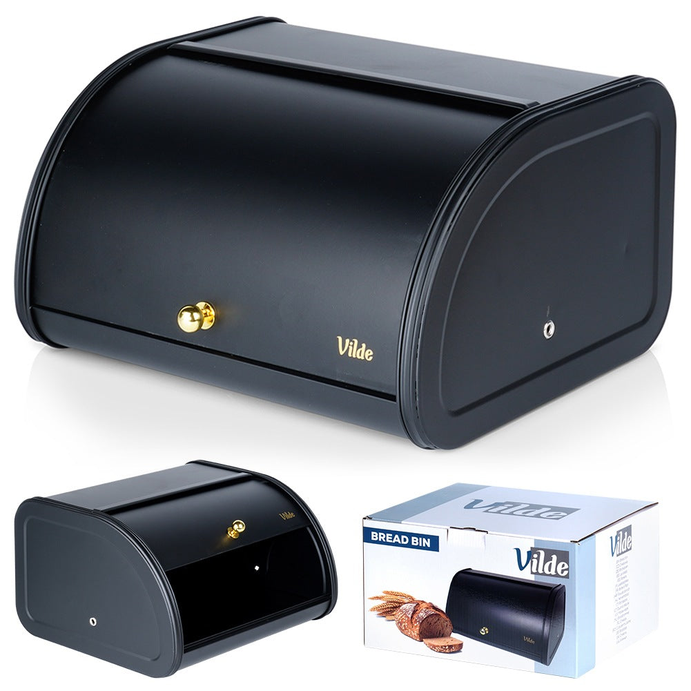 Black metal bread bin 30x26.5x17 cm