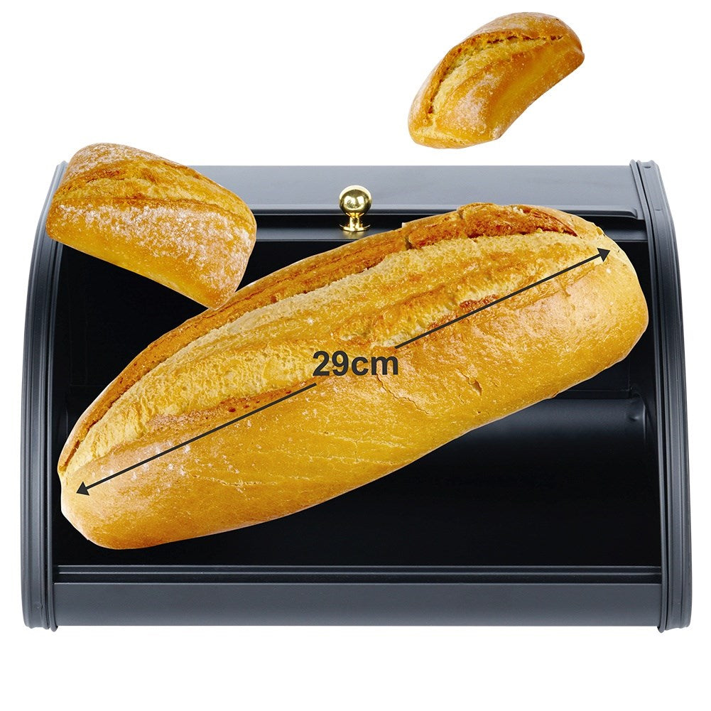 Black metal bread bin 30x26.5x17 cm