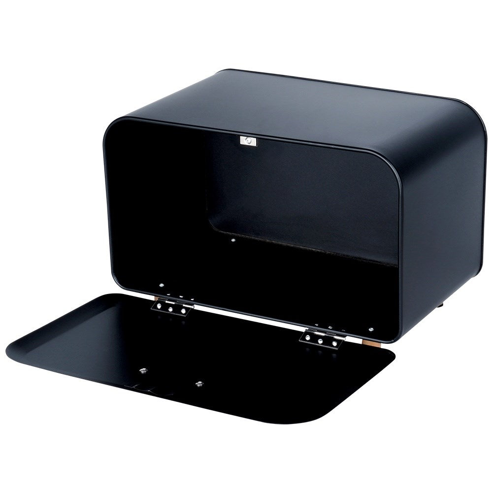 Black metal bread bin 35.5x21x23.5 cm