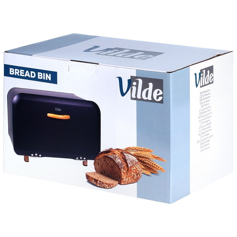 Black metal bread bin 35.5x21x23.5 cm
