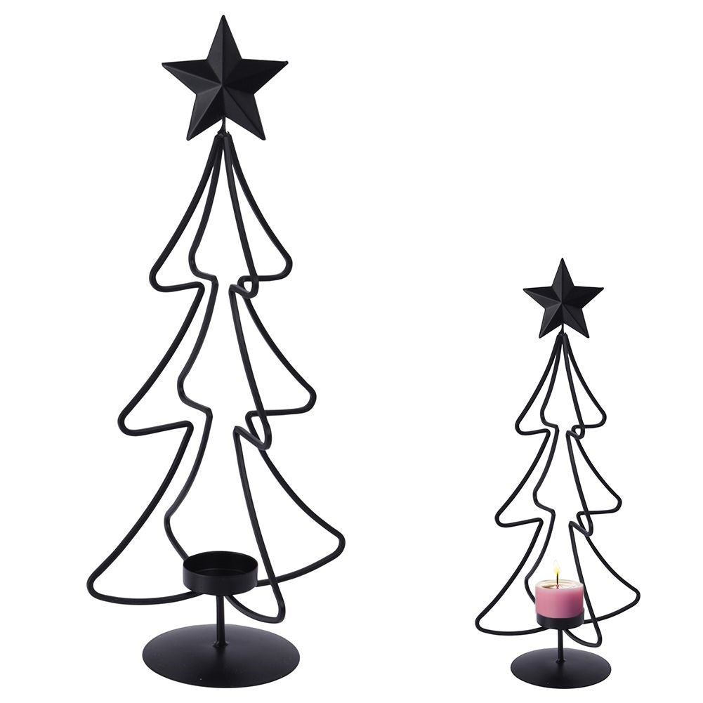 Black metal candlestick Christmas tree 45 cm