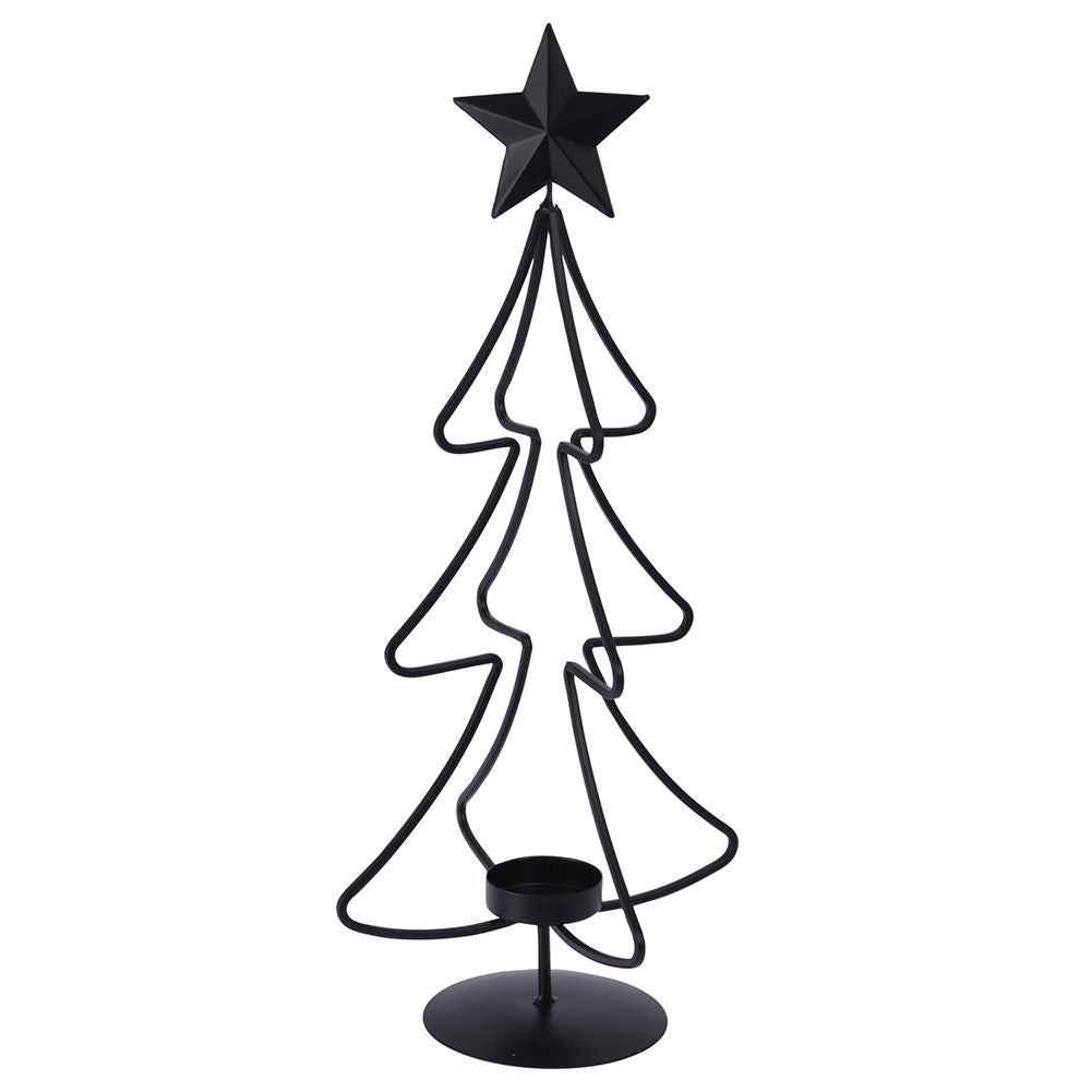 Black metal candlestick Christmas tree 45 cm