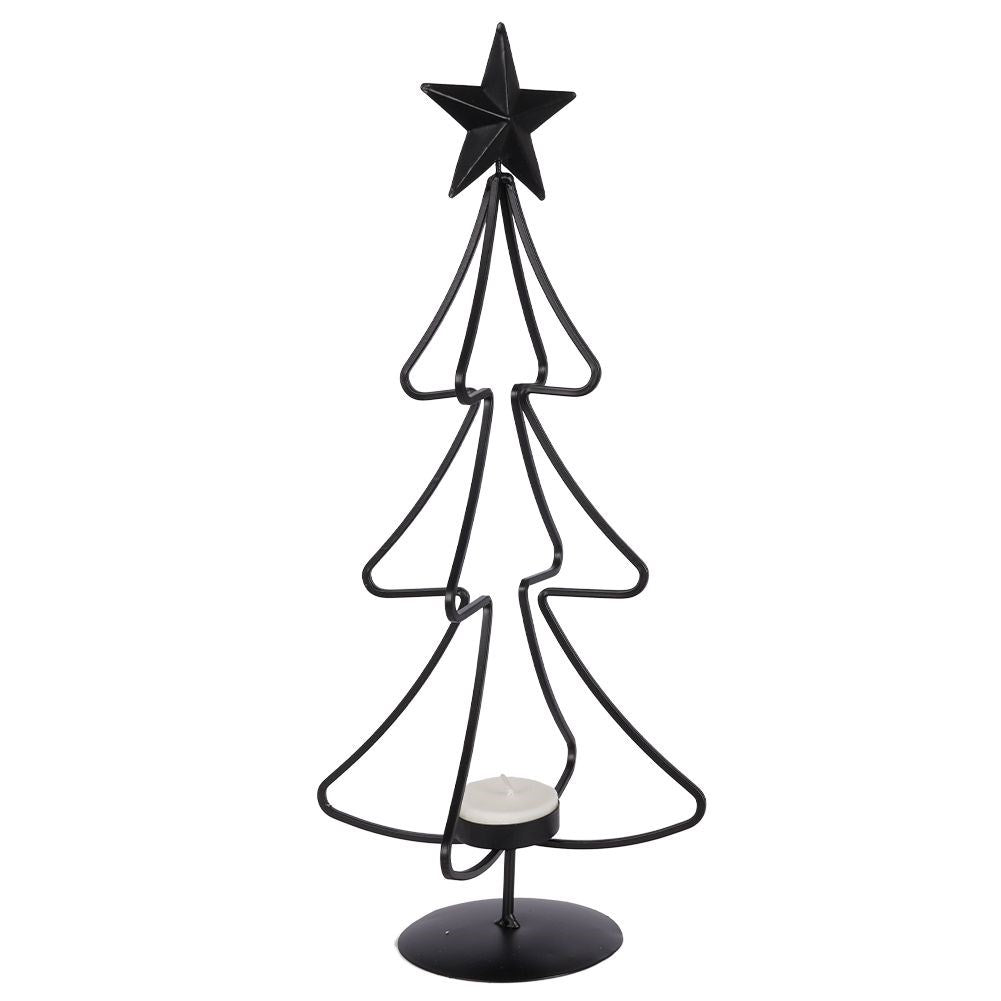 Black metal candlestick Christmas tree 45 cm