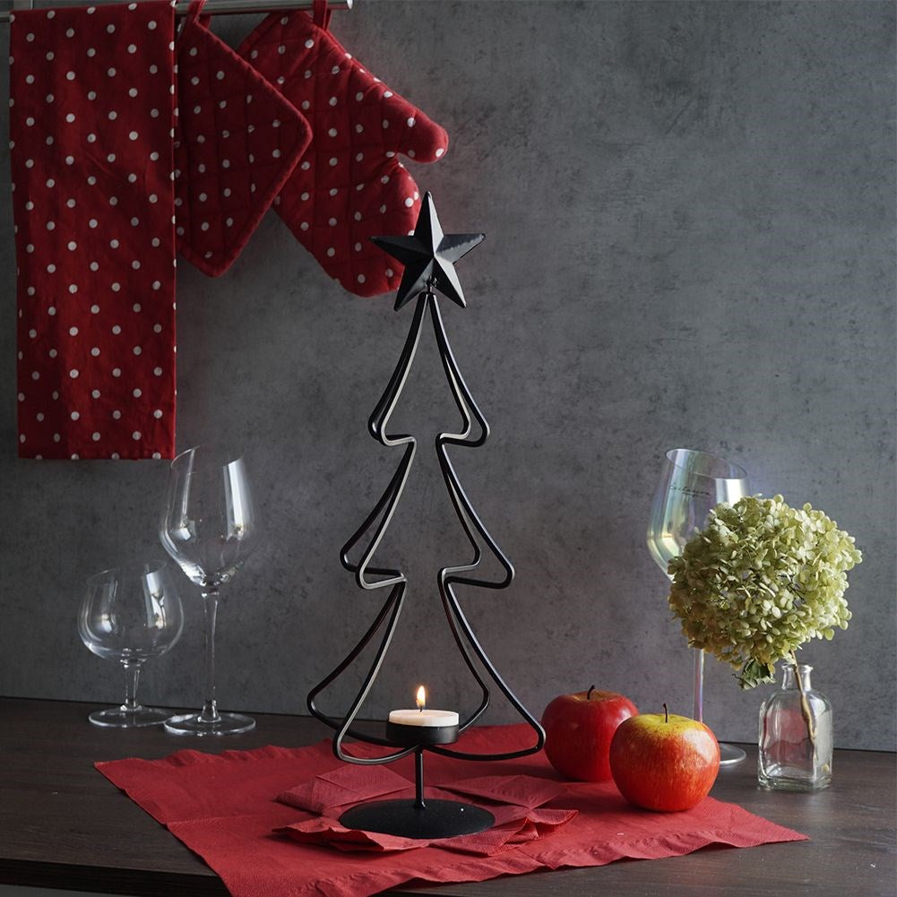 Black metal candlestick Christmas tree 45 cm