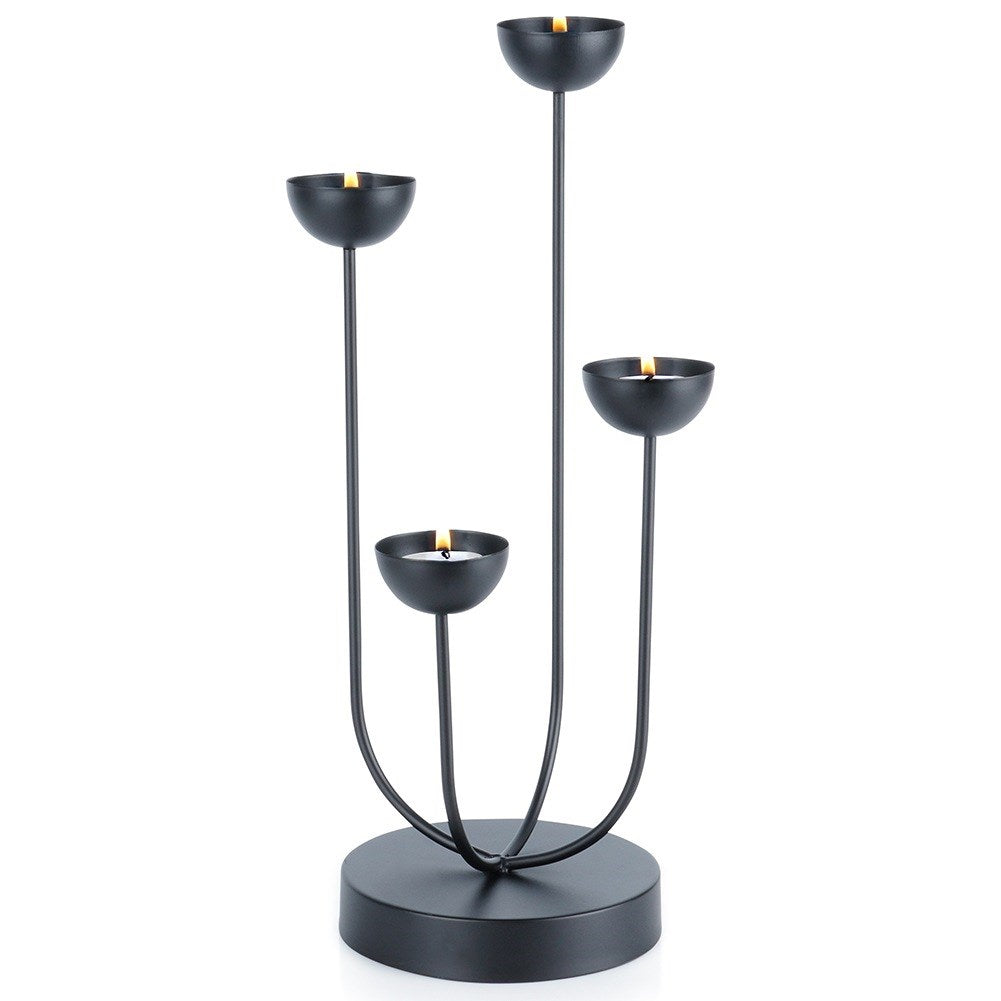 Black metal candlestick for 4 candles 15x41.5 cm