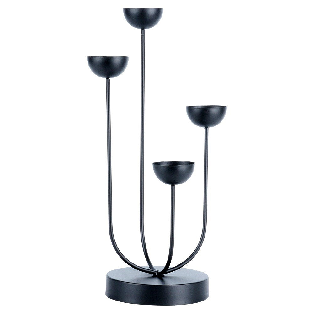 Black metal candlestick for 4 candles 15x41.5 cm