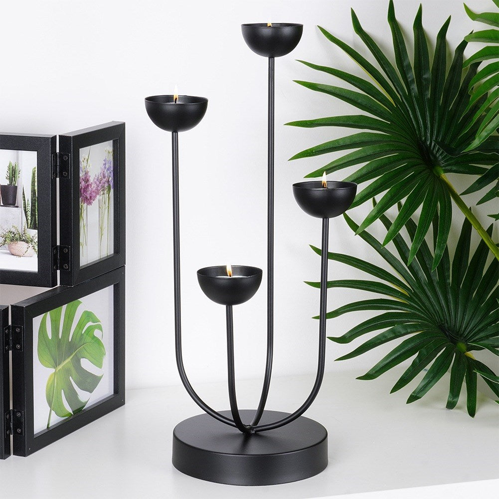 Black metal candlestick for 4 candles 15x41.5 cm