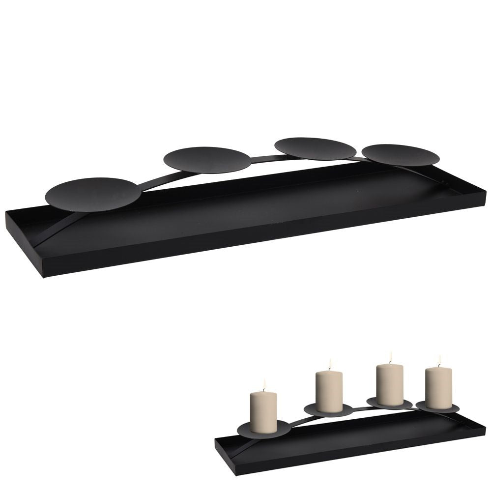 Black metal candlestick for 4 candles 58 cm