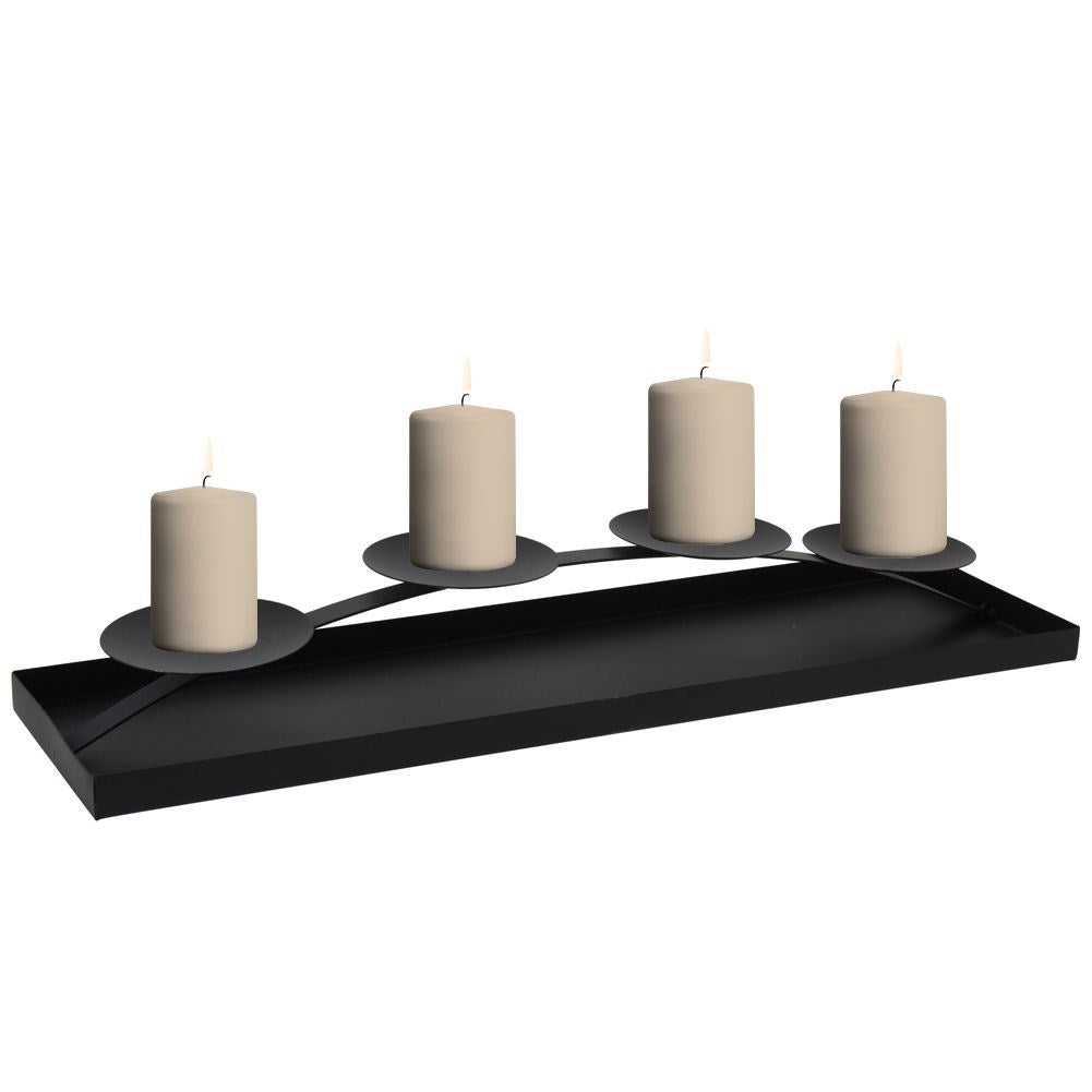 Black metal candlestick for 4 candles 58 cm