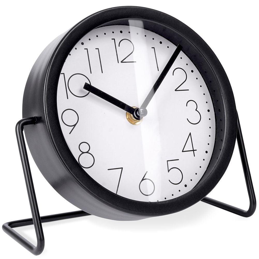 Black metal clock for dresser, desk or table