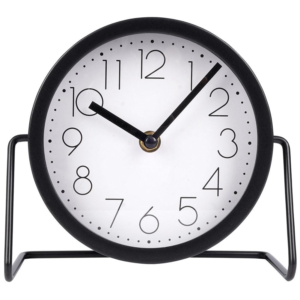 Black metal clock for dresser, desk or table