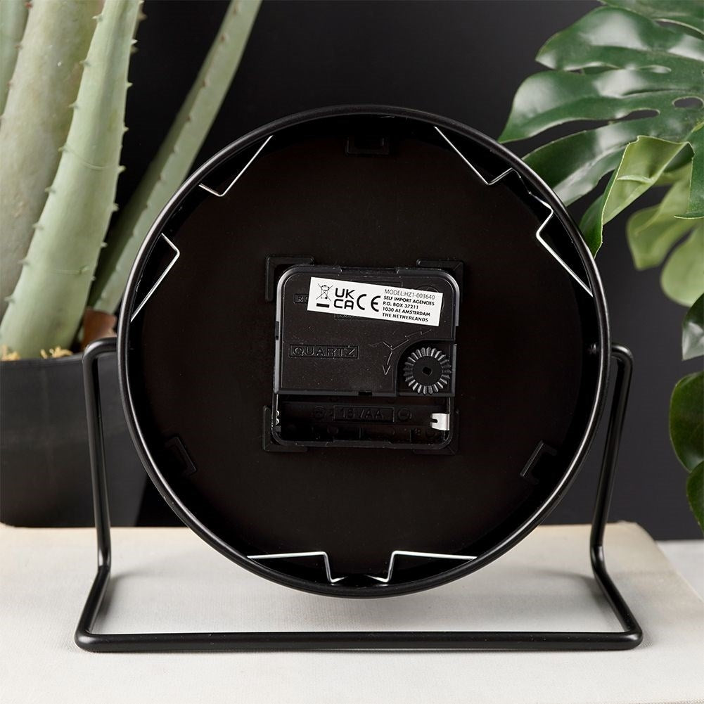 Black metal clock for dresser, desk or table