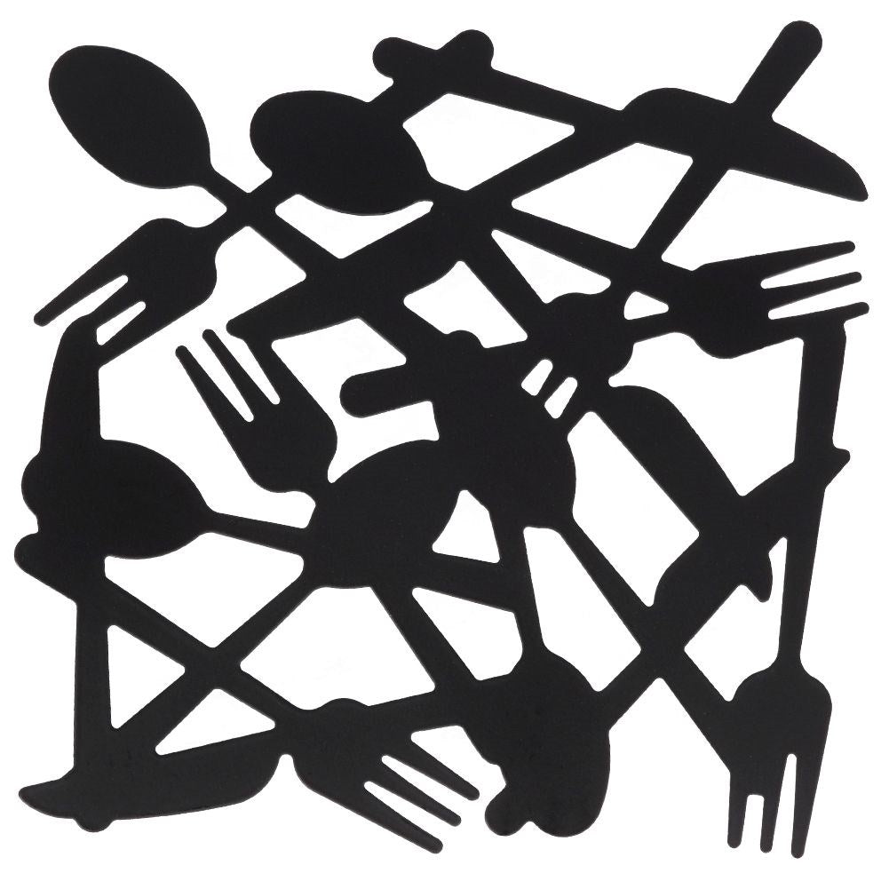 Black metal coaster for hot dishes with a stylish design