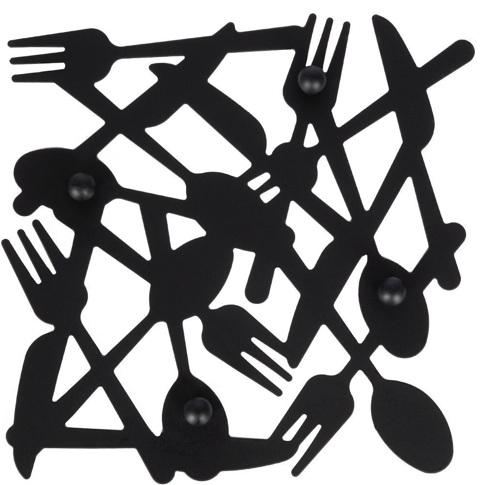 Black metal coaster for hot dishes with a stylish design