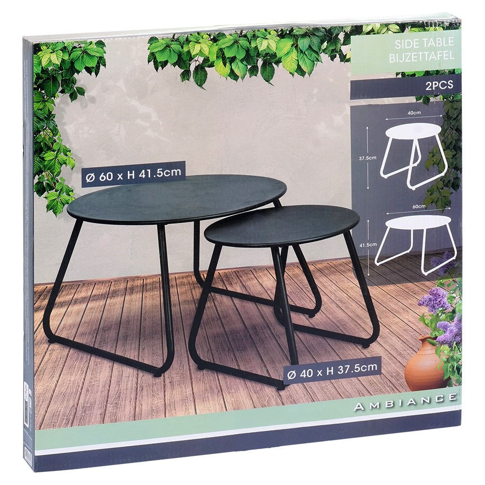 Black metal coffee table, 2 pcs.