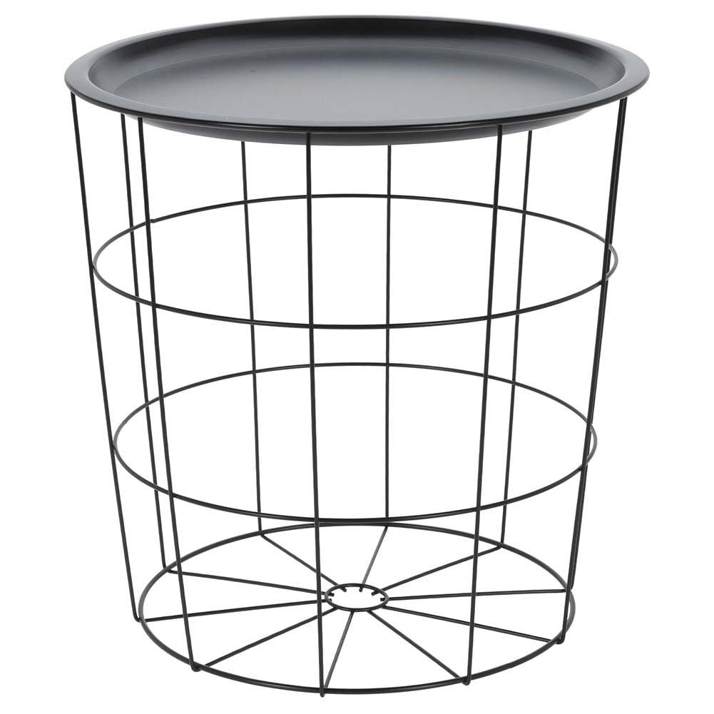 Black metal coffee table with removable tray