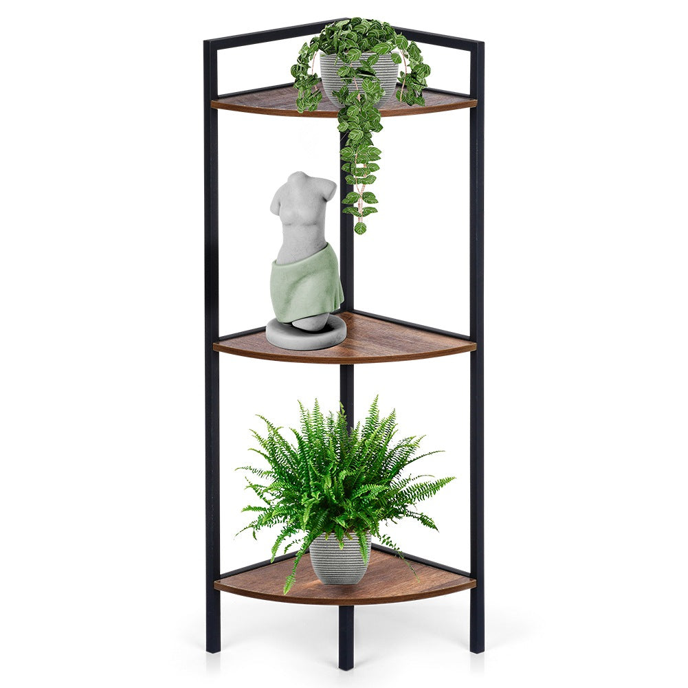 Black metal corner shelf 23.5x23.5x76 cm
