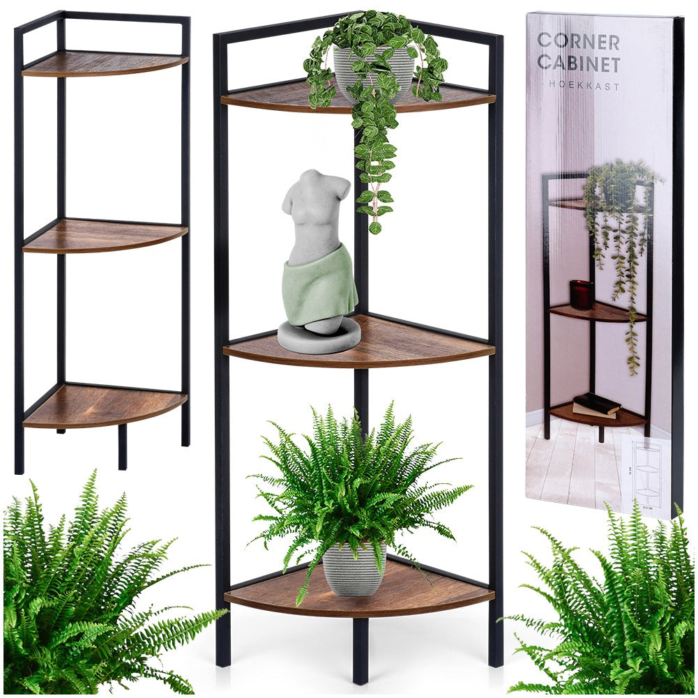 Black metal corner shelf 23.5x23.5x76 cm