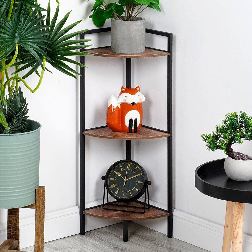 Black metal corner shelf 23.5x23.5x76 cm