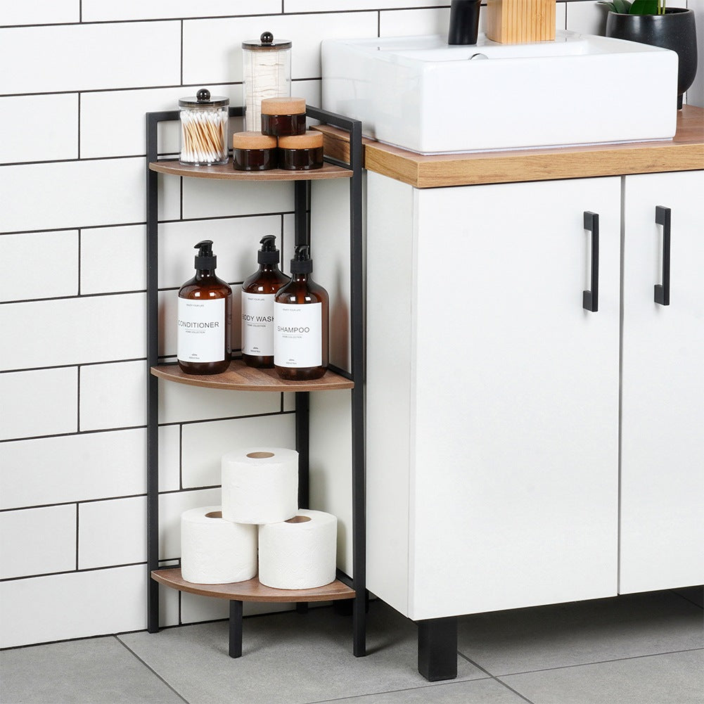 Black metal corner shelf 23.5x23.5x76 cm
