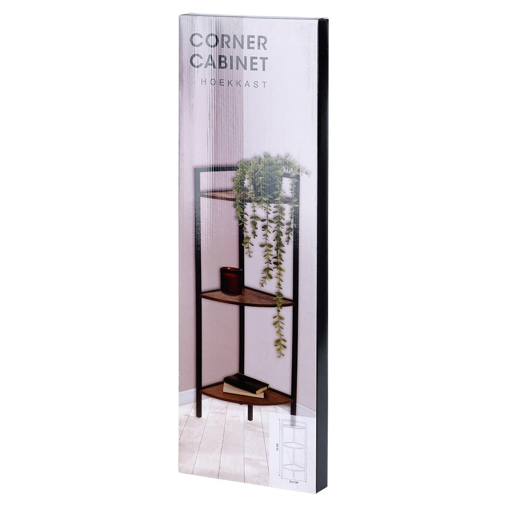 Black metal corner shelf 23.5x23.5x76 cm