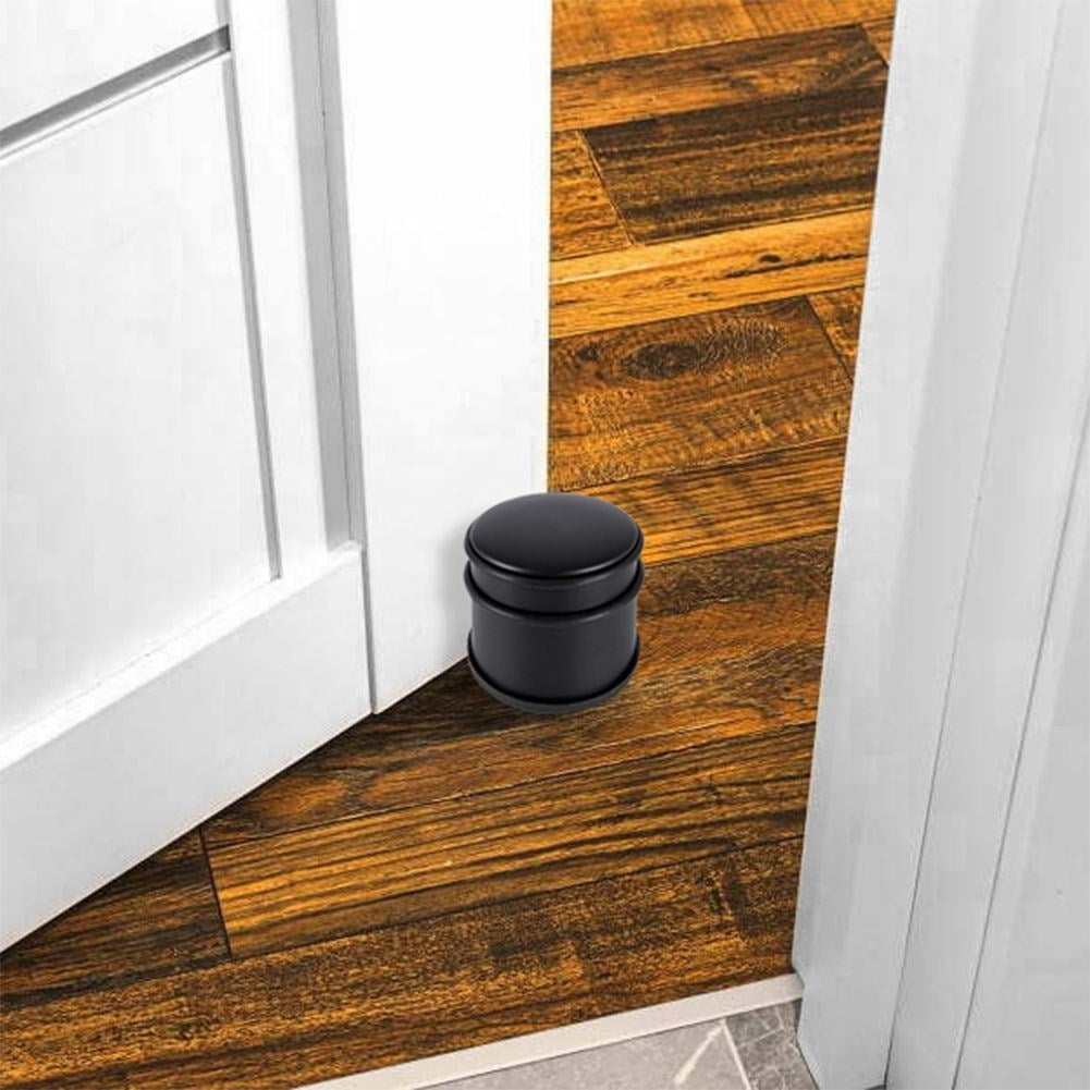 Black metal door stop - Heavy, tall, no assembly