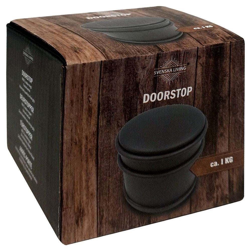 Black metal door stop - Heavy, tall, no assembly