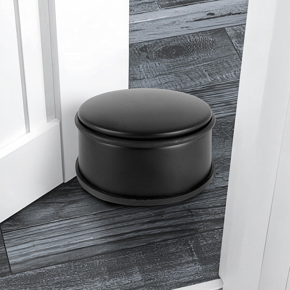 Black metal door stop: robust, elegant and gentle
