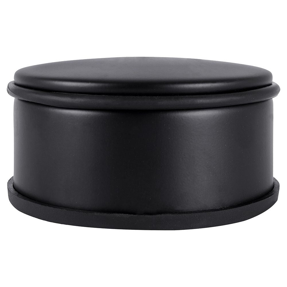 Black metal door stop with rubber cover, no assembly