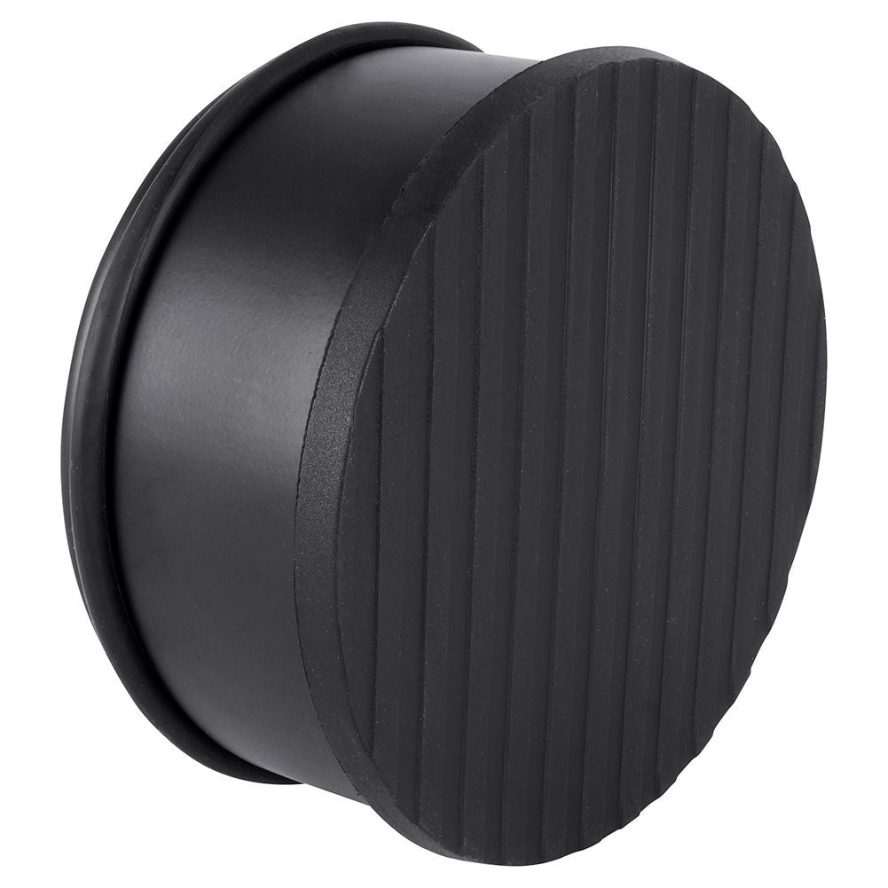 Black metal door stop with rubber cover, no assembly