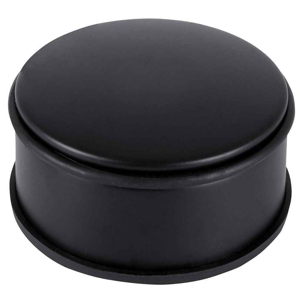Black metal door stop with rubber cover, no assembly