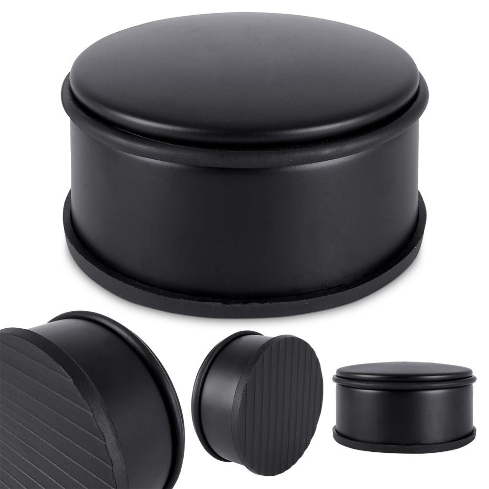 Black metal door stop with rubber cover, no assembly