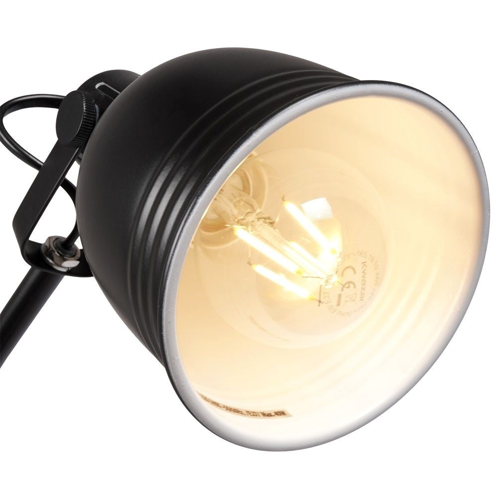 Black metal floor lamp with adjustable white lampshade