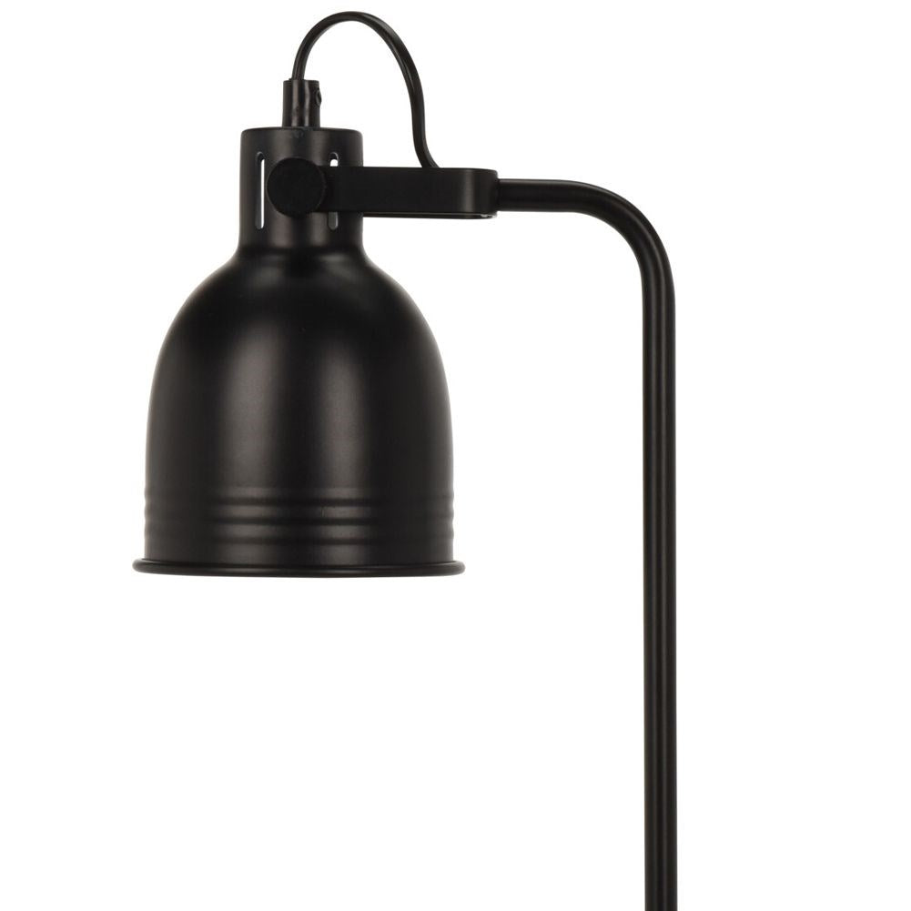 Black metal floor lamp with adjustable white lampshade