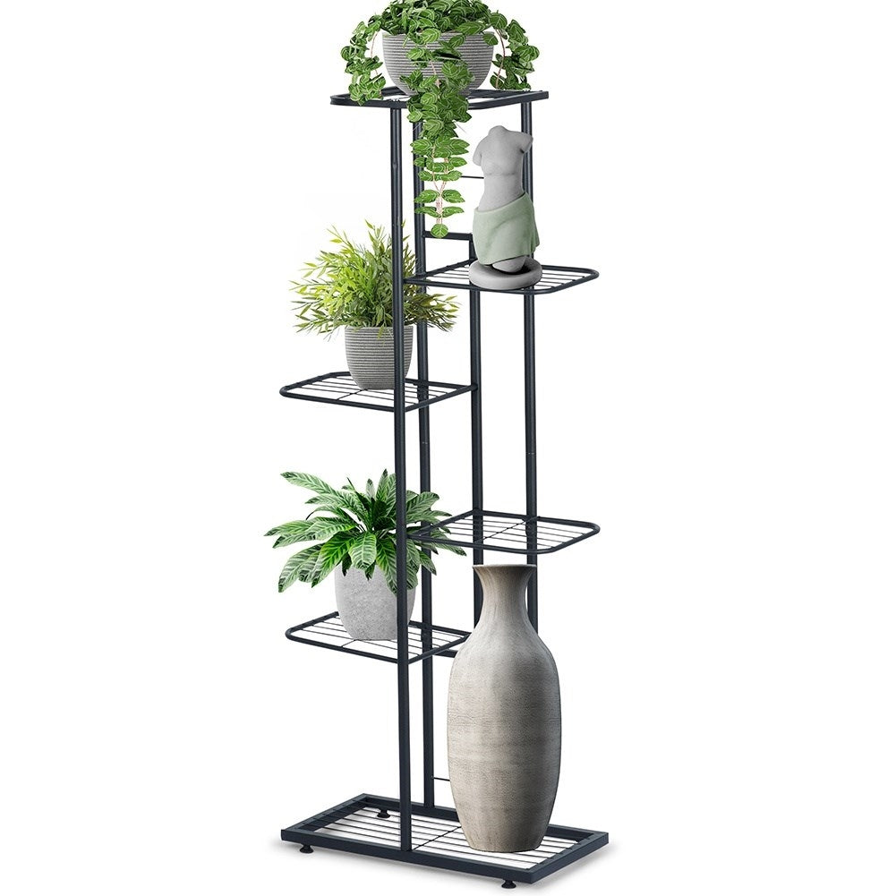 Black metal flower pot with six levels for pots and decorations