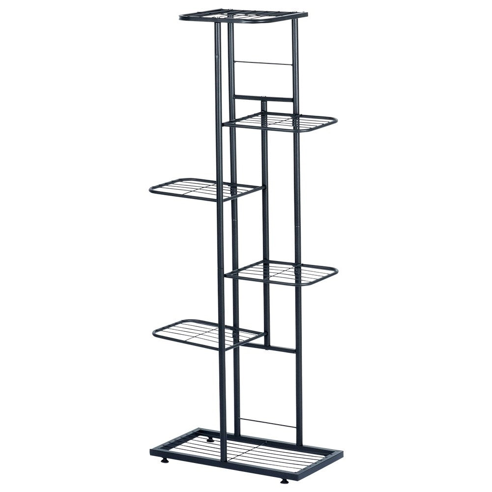 Black metal flower pot with six levels for pots and decorations