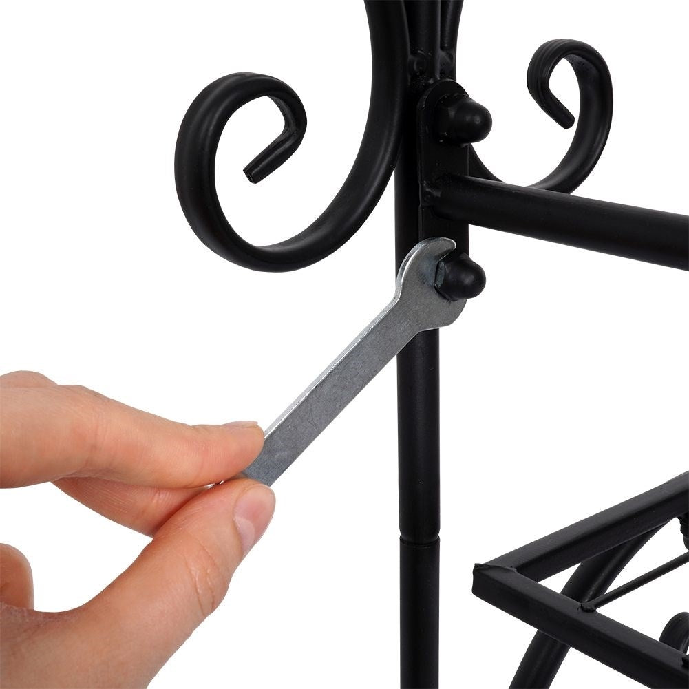 Black metal flower stand with 4 levels for rustic style