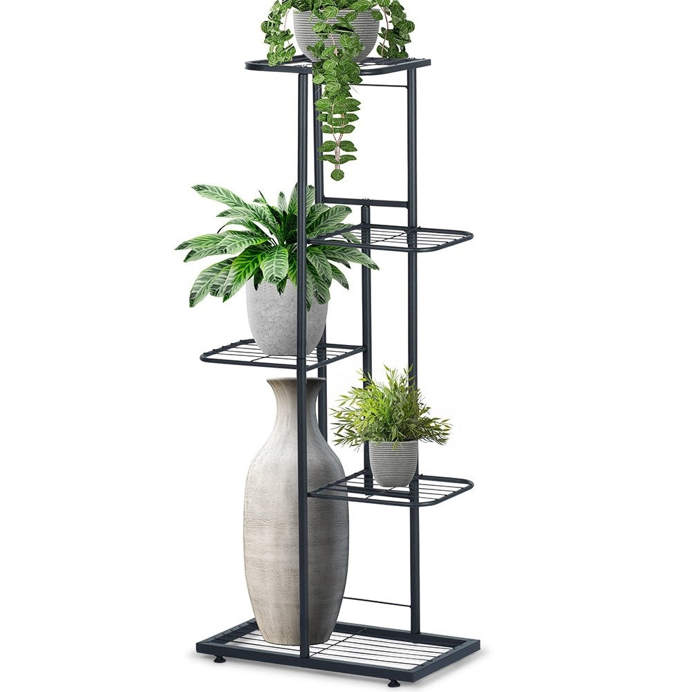 Black metal flower stand with 5 levels in industrial style