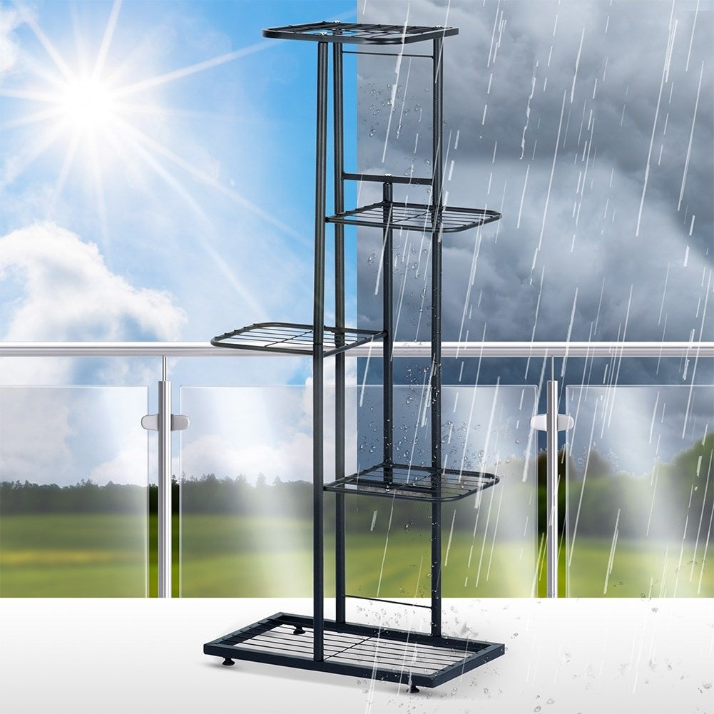 Black metal flower stand with 5 levels in industrial style