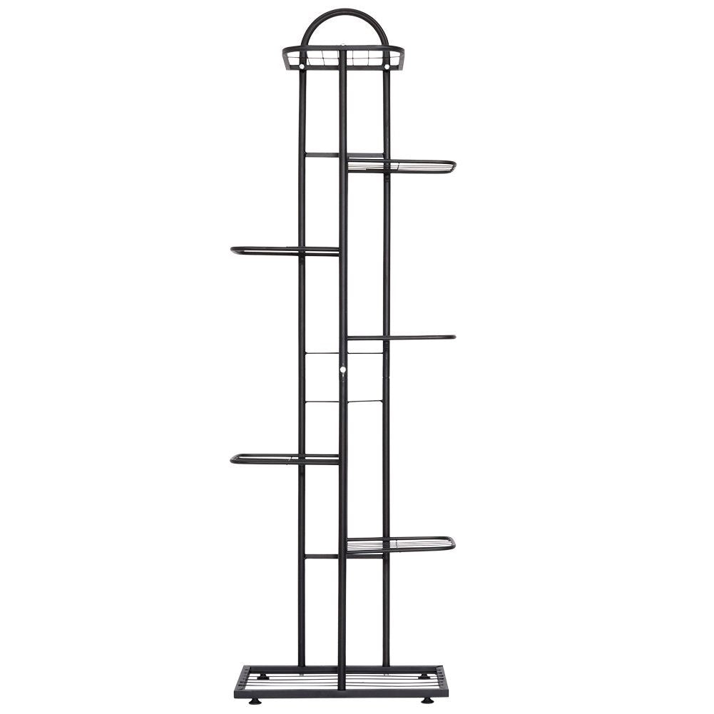Black metal flower stand with 7 levels for potted plants