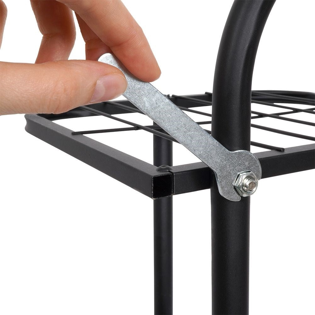 Black metal flower stand with 7 levels for potted plants