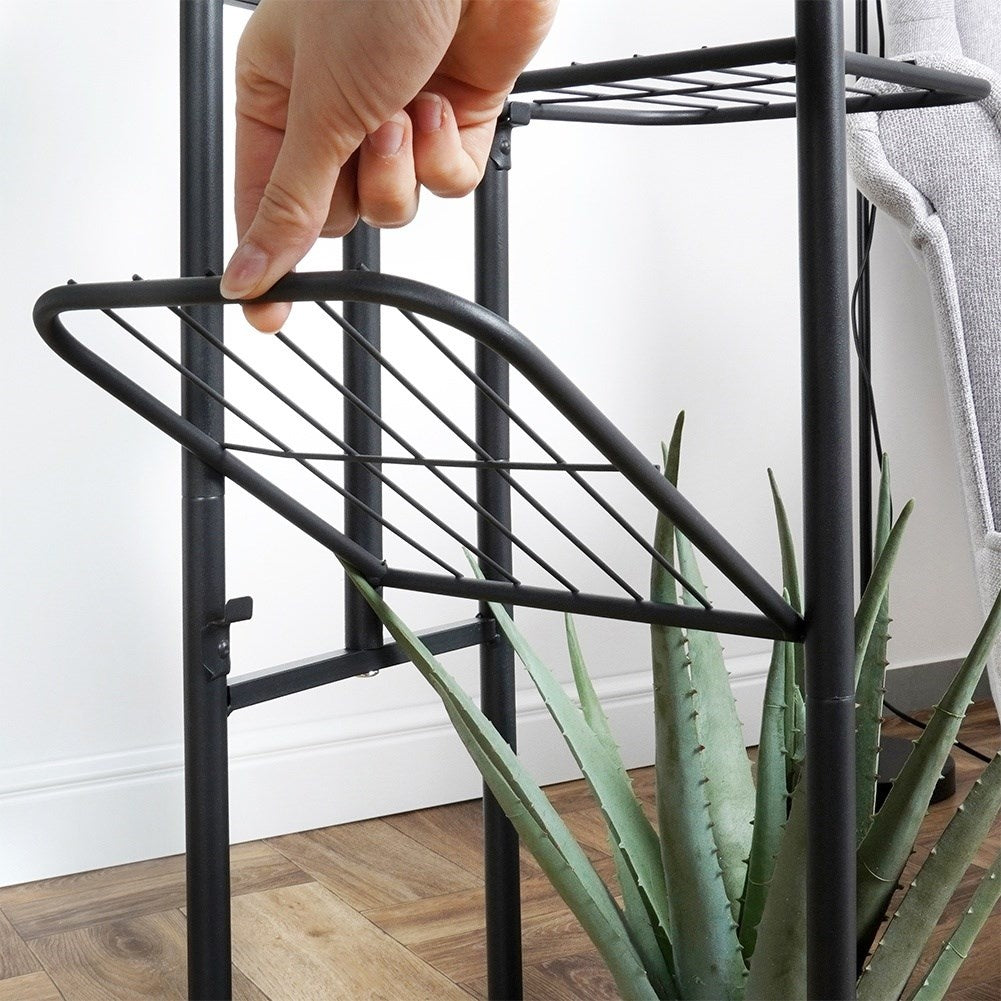 Black metal flower stand with eight levels for pots