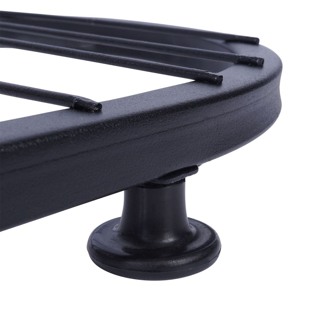 Black metal flower stand with five levels for potted plants